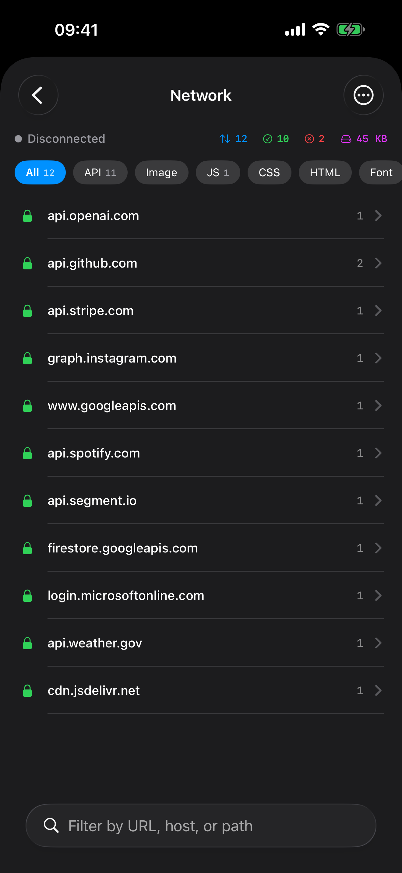 Busymate Helper real-time network feed on iPhone