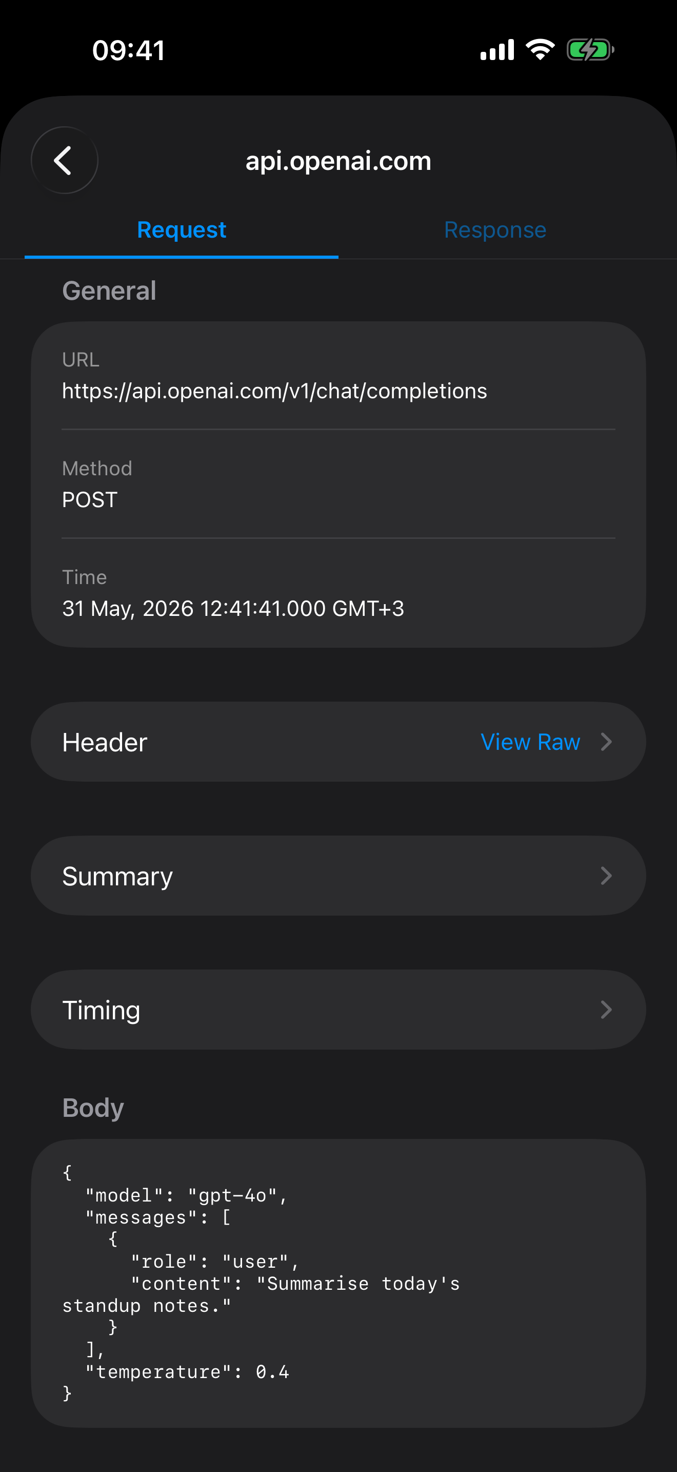 Busymate Helper request detail view on iPhone