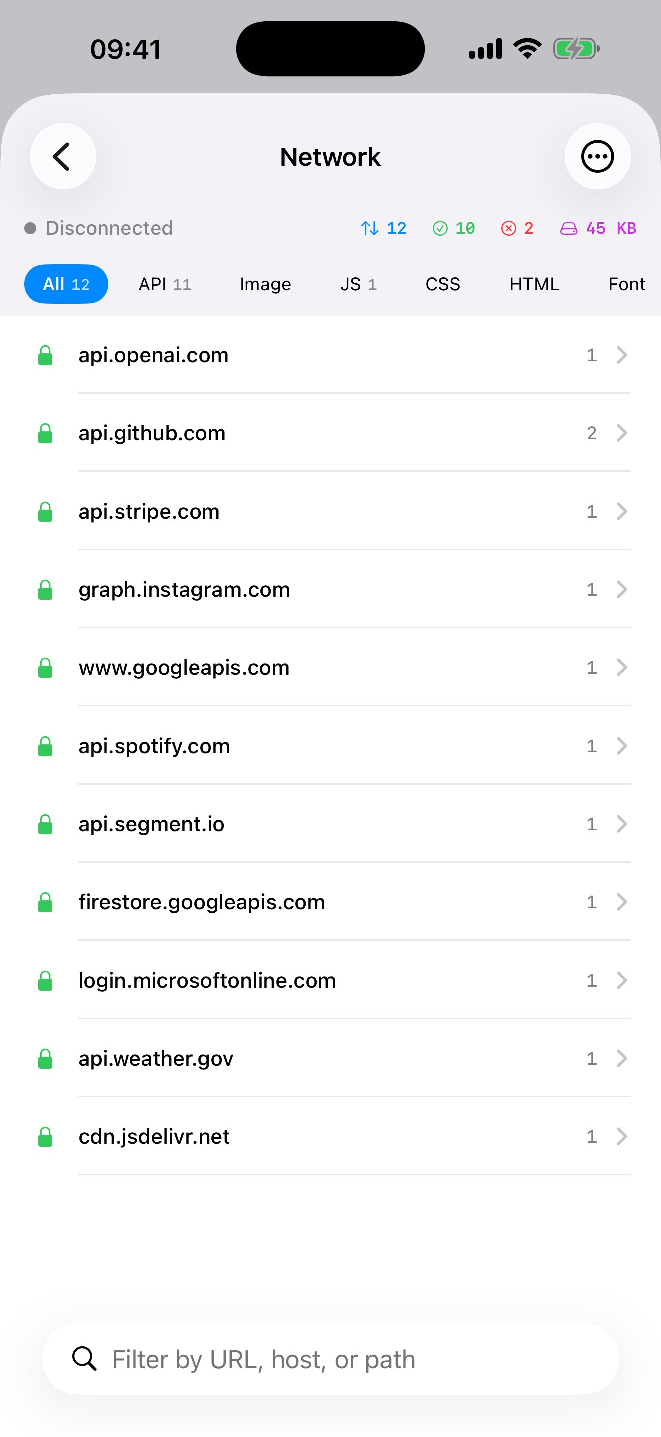 Busymate Helper real-time network feed on iPhone