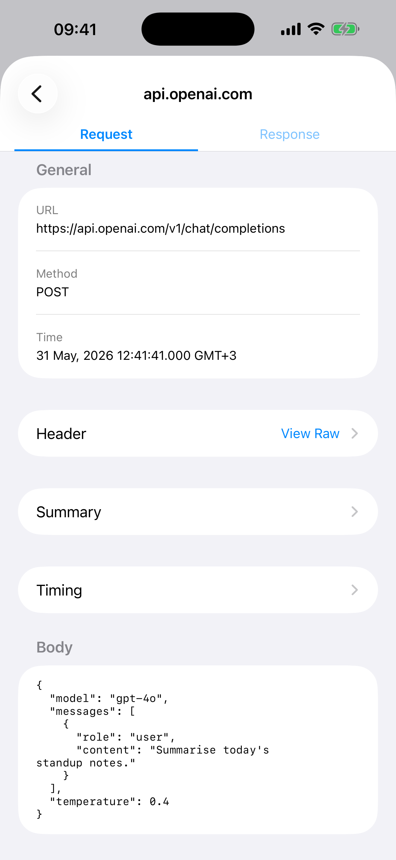 Busymate Helper request detail view on iPhone